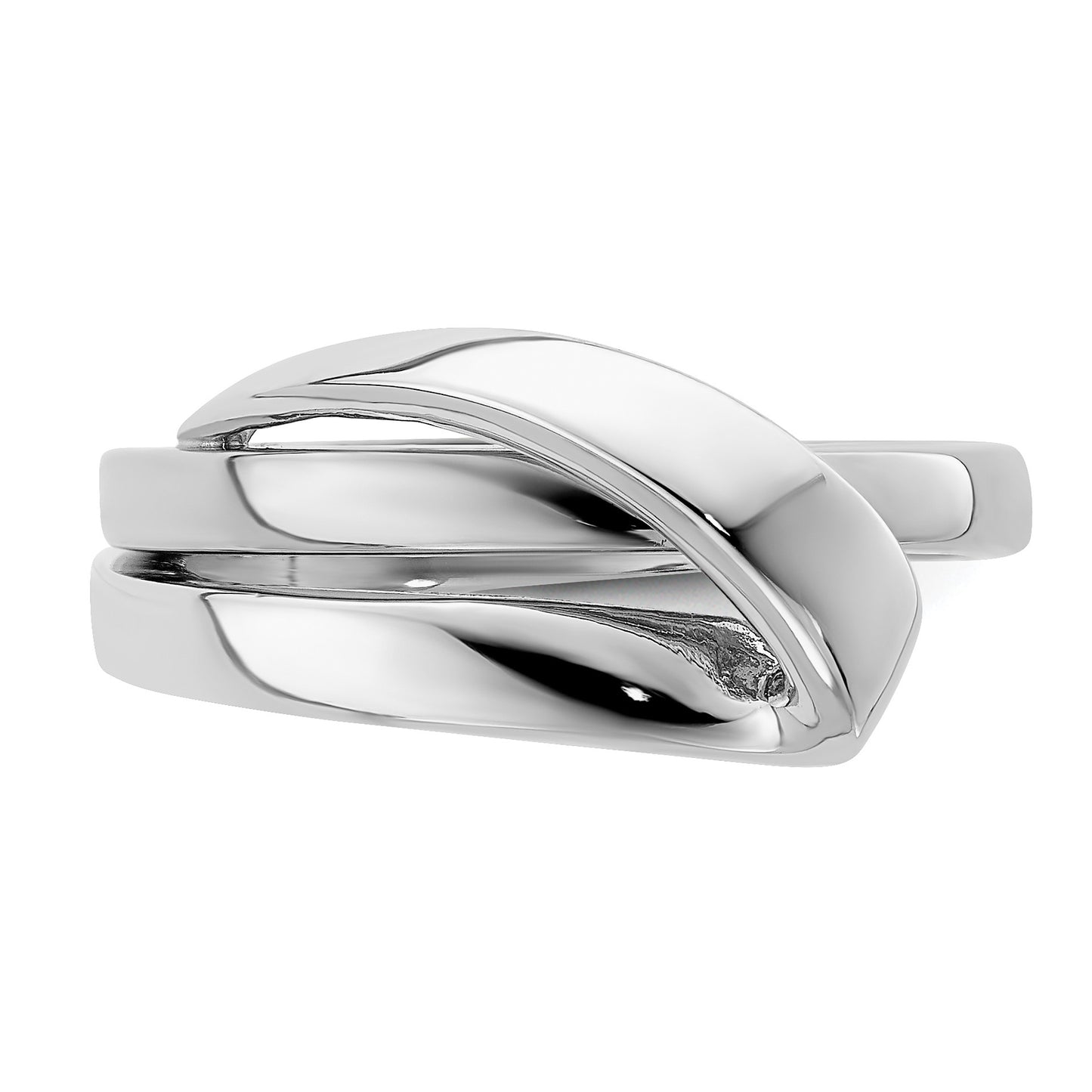 14K White Gold Polished with Folded Design Ring