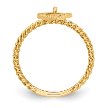 14k Dangle Filigree Heart Ring