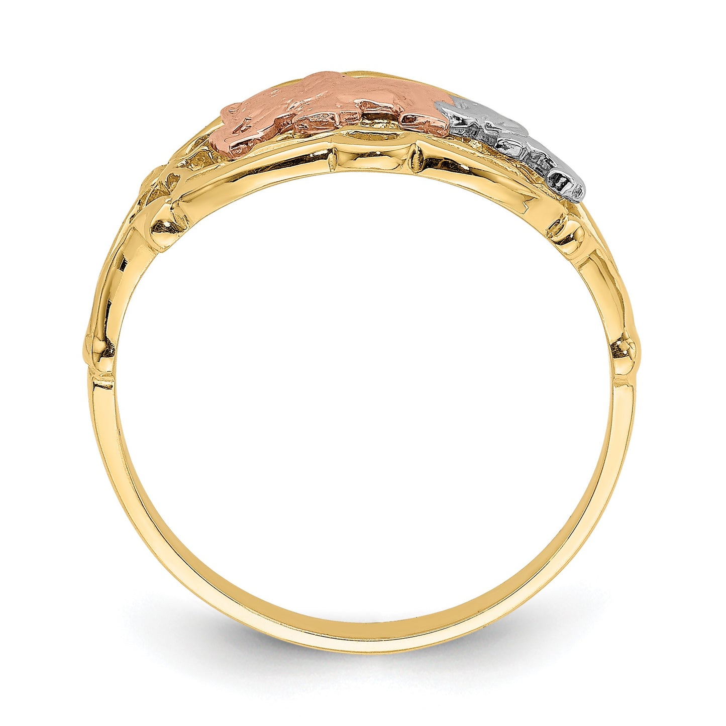14k Two-Tone with White Rhodium Two Elephants Ring