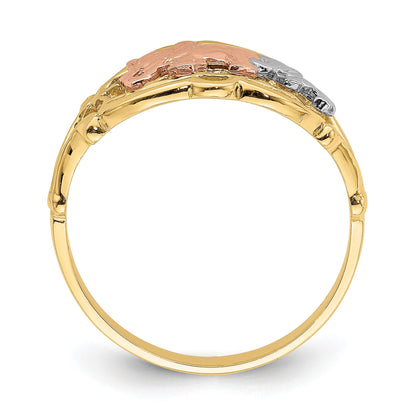 14k Two-Tone with White Rhodium Two Elephants Ring