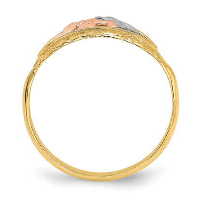 14k Two-tone with White Rhodium Two Elephants Ring