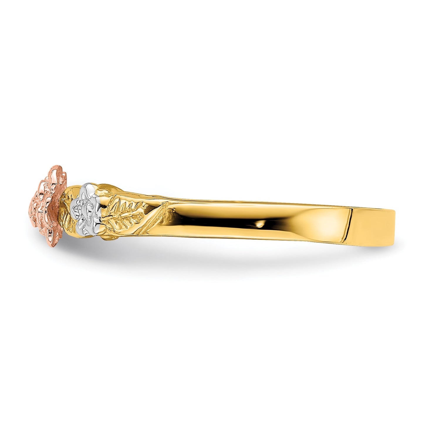 14k Two-Tone with White Rhodium Flower Ring