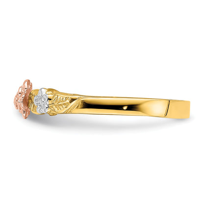 14k Two-Tone with White Rhodium Flower Ring