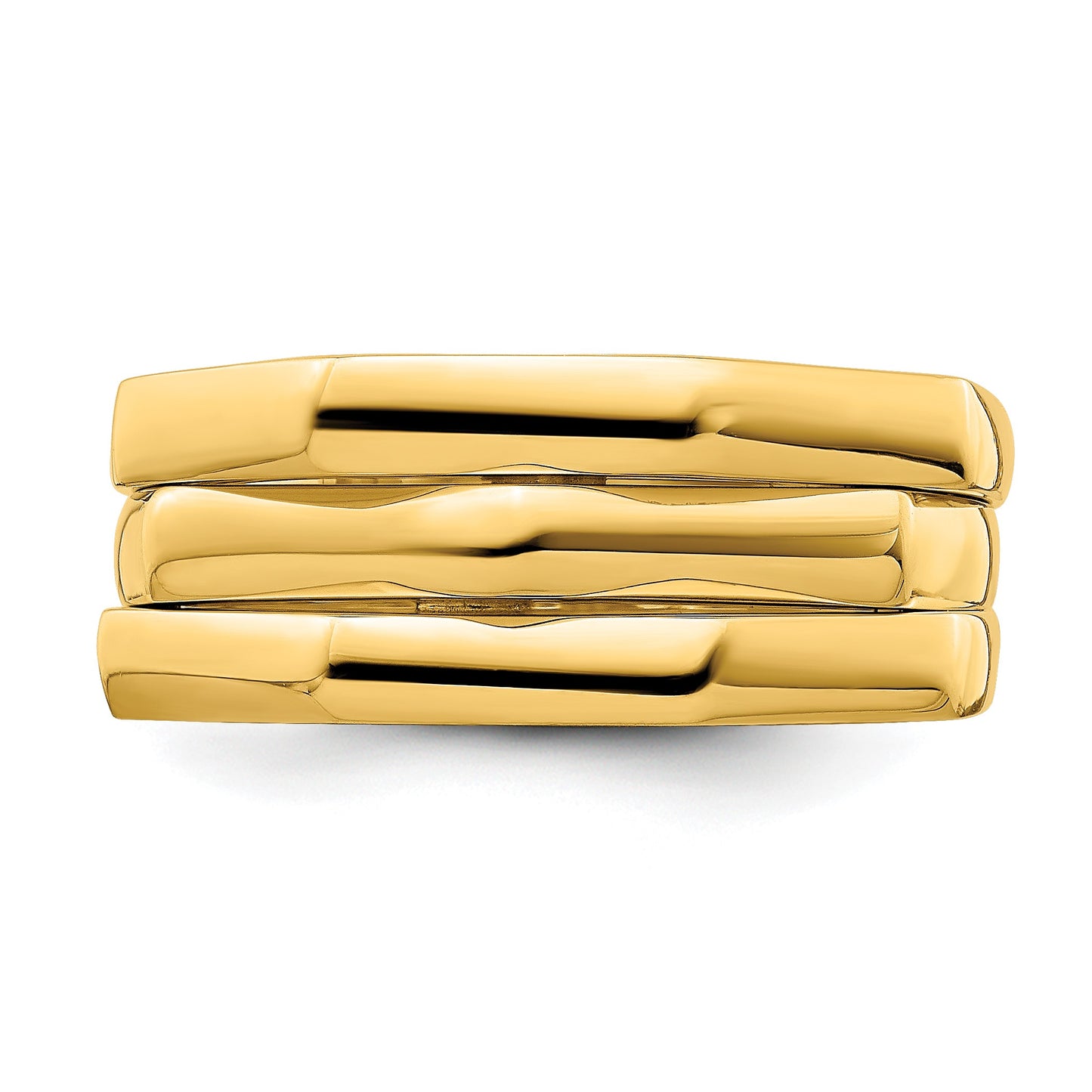 14k Polished Three Ridged Dome Ring