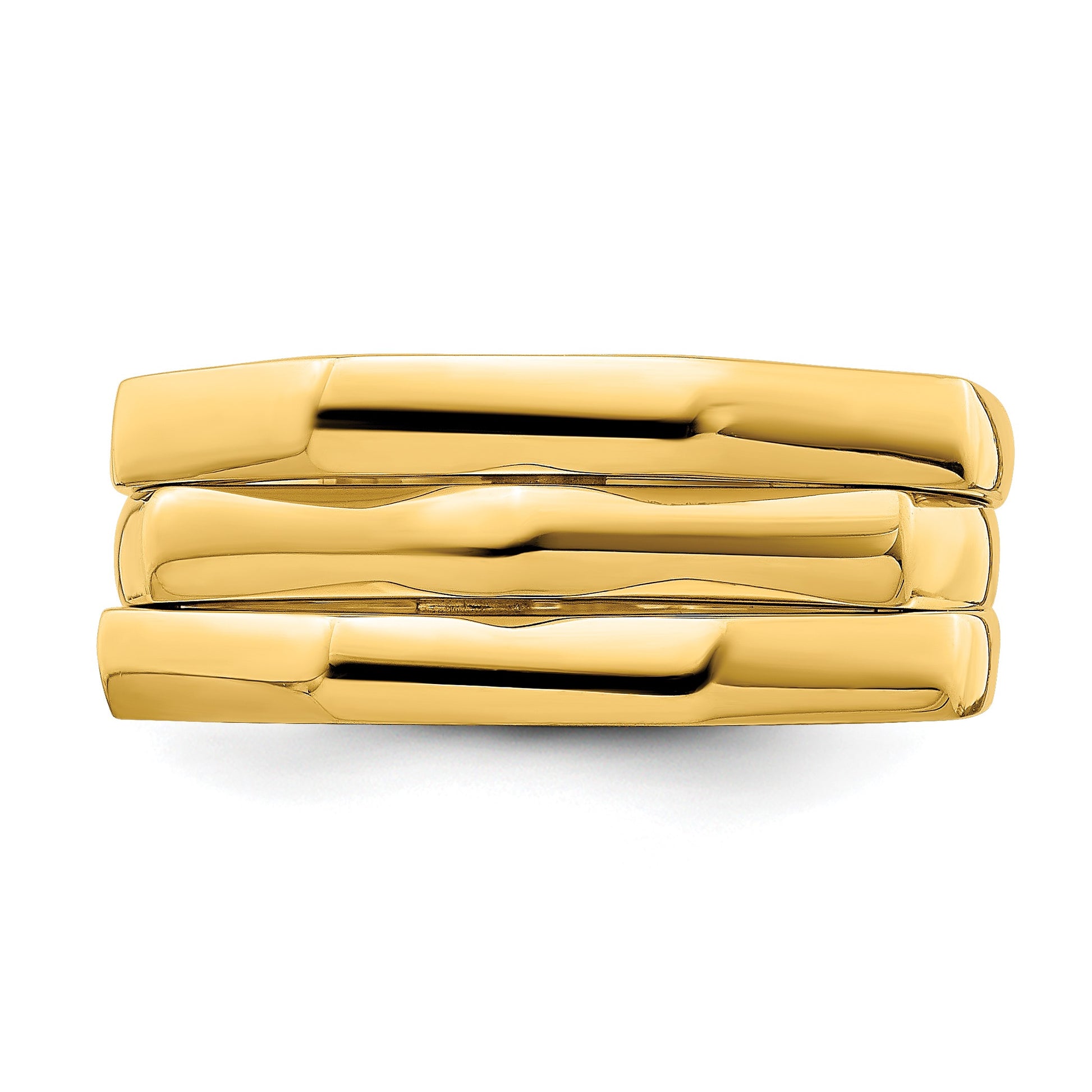 14k Polished Three Ridged Dome Ring