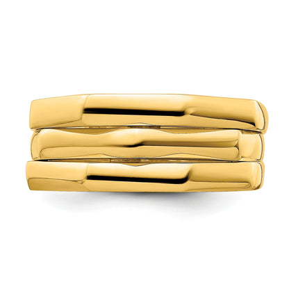 14k Polished Three Ridged Dome Ring