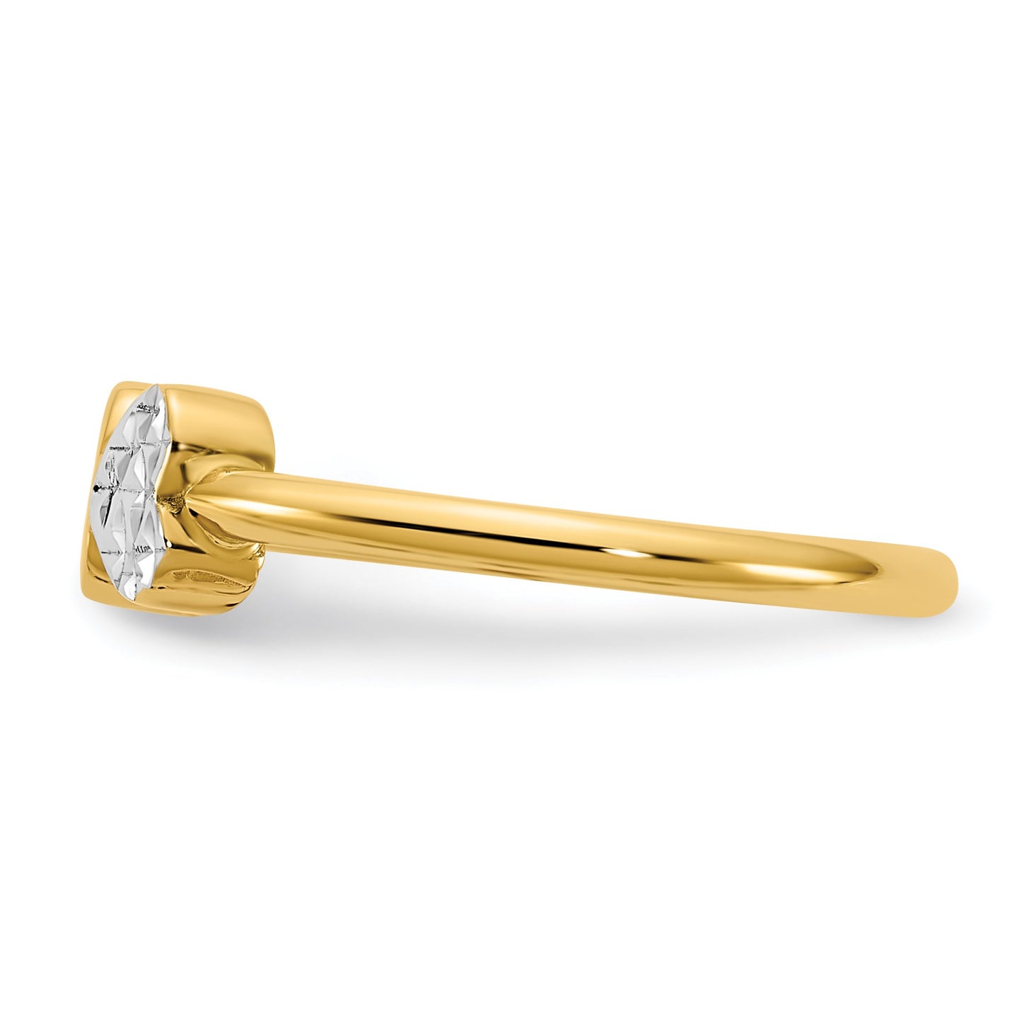 14K and White Rhodium Diamond-cut Hearts Ring