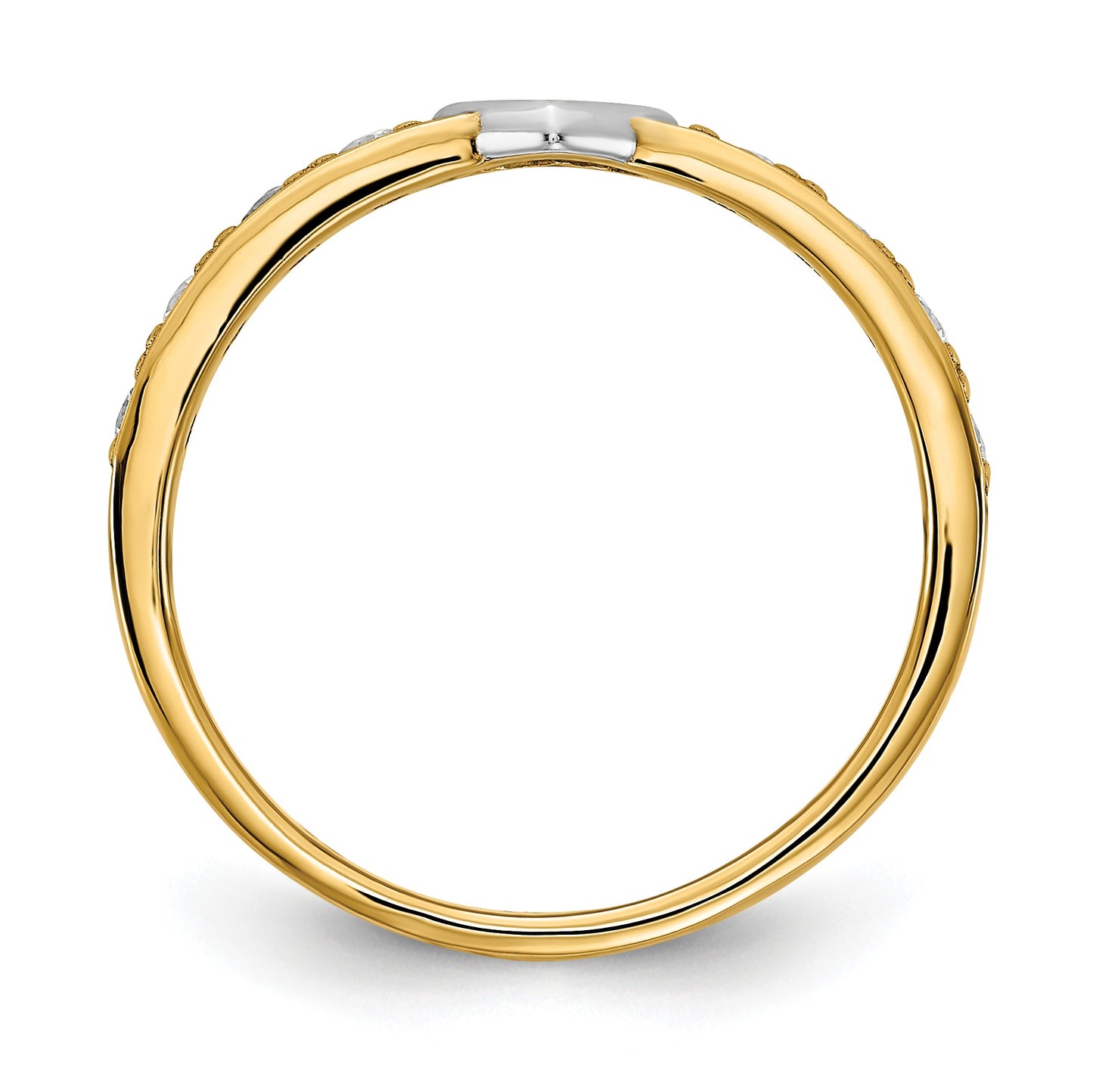 14K and White Rhodium CZ Heart Ring