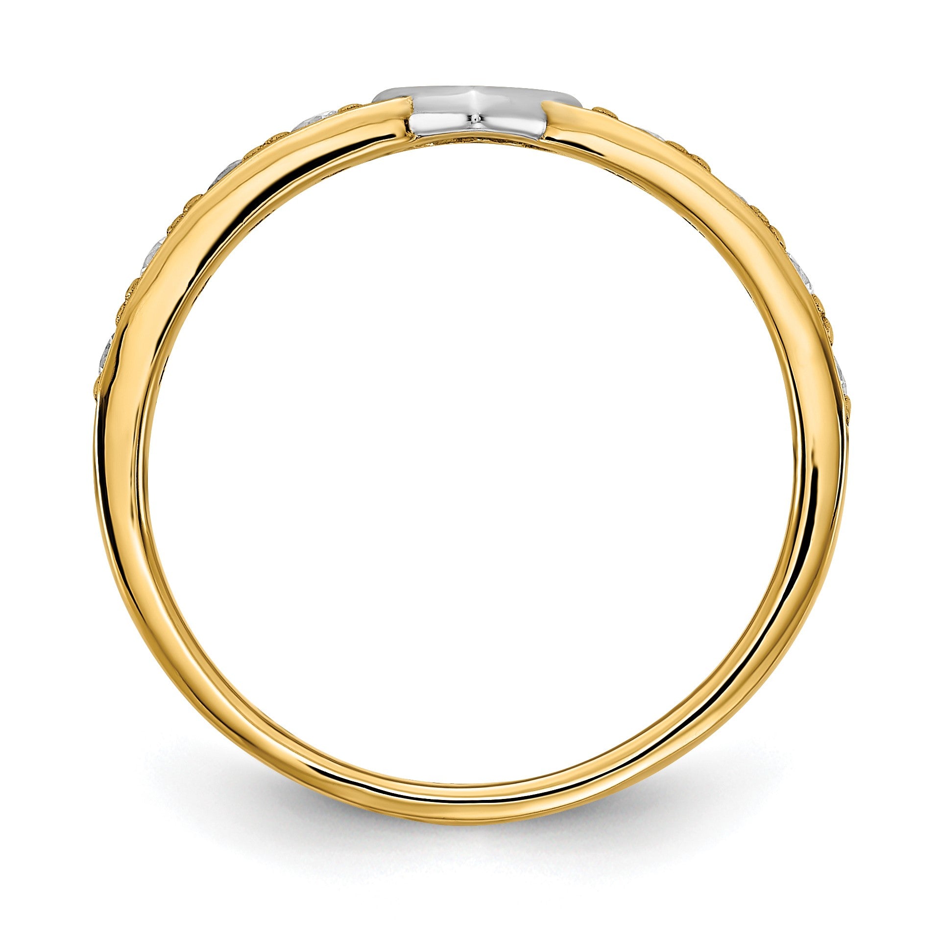 14K and White Rhodium CZ Heart Ring