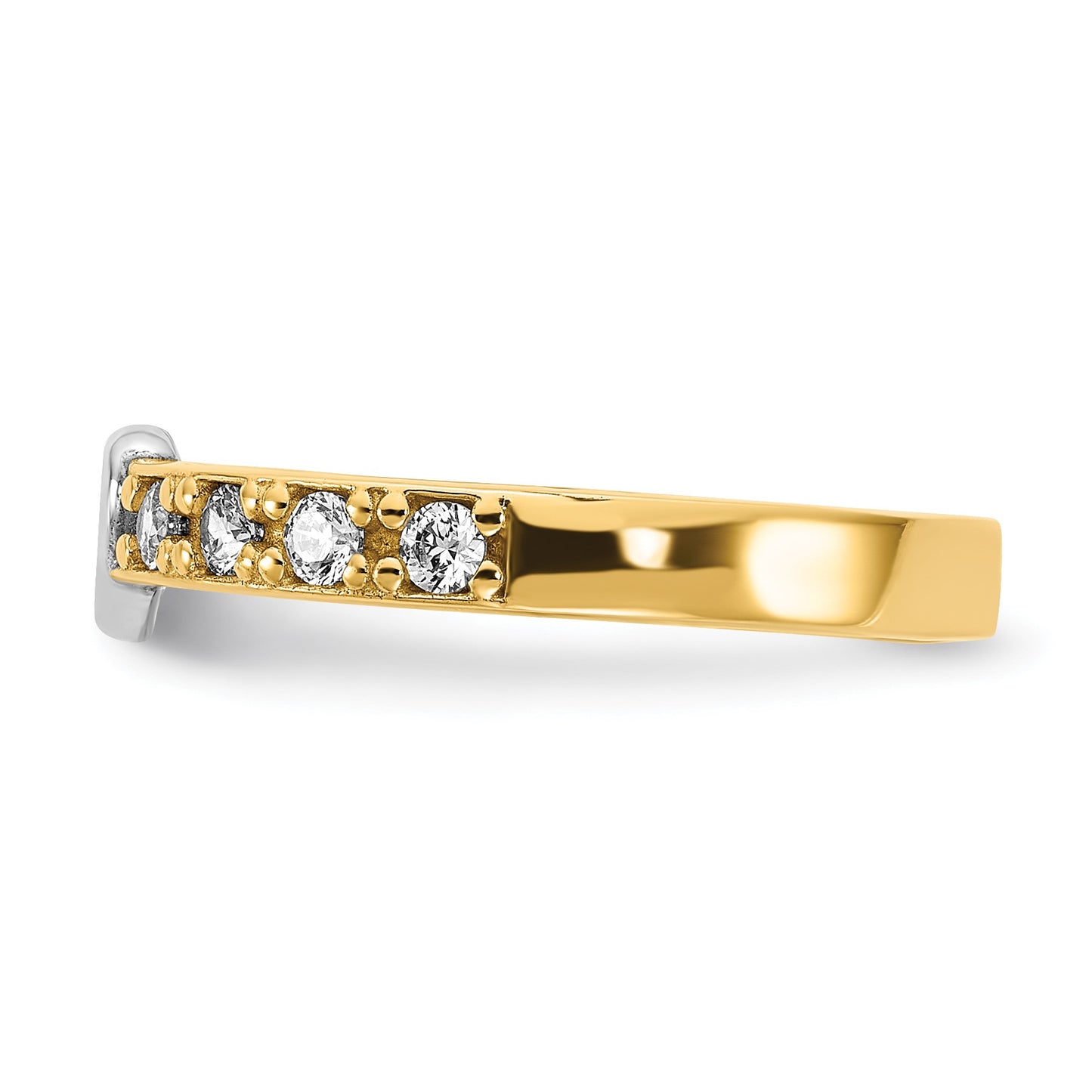14K and White Rhodium CZ Heart Ring