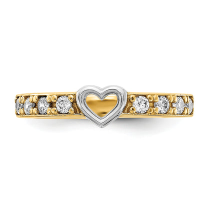 14K and White Rhodium CZ Heart Ring