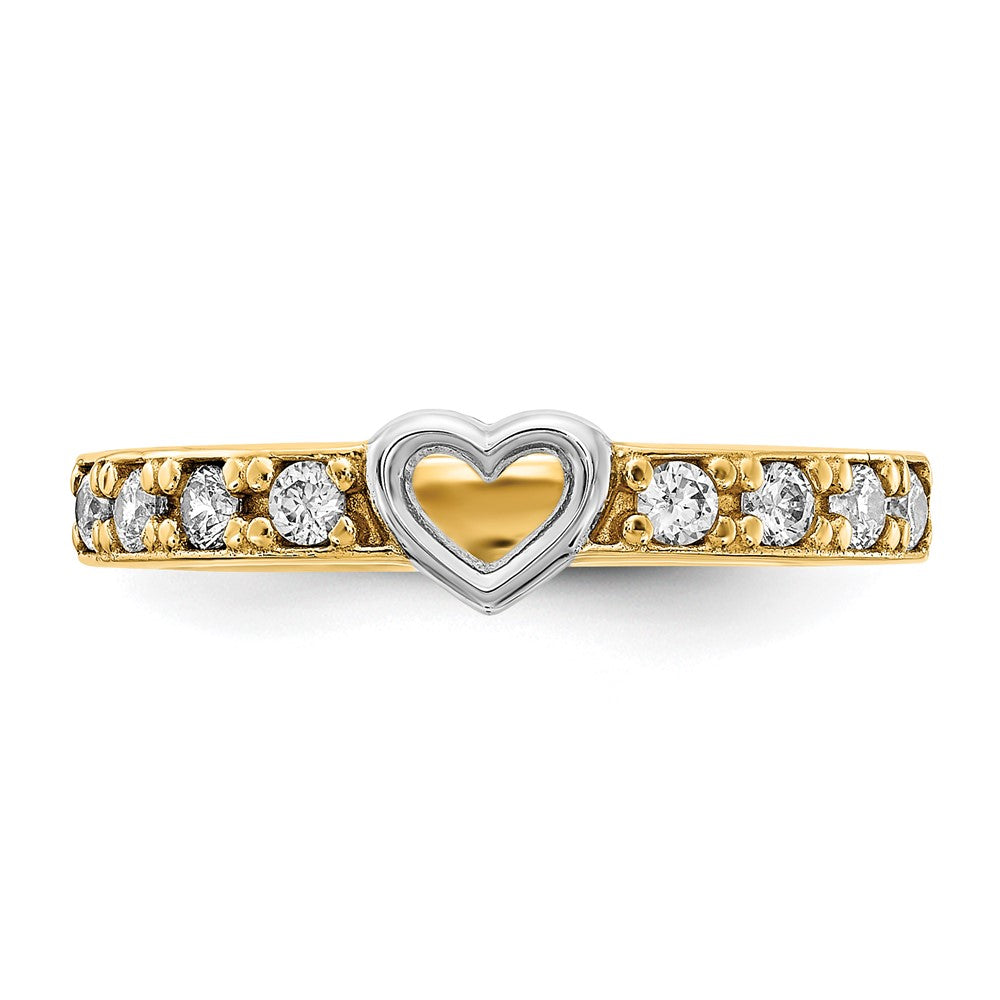 14K & White Rhodium CZ Heart Ring