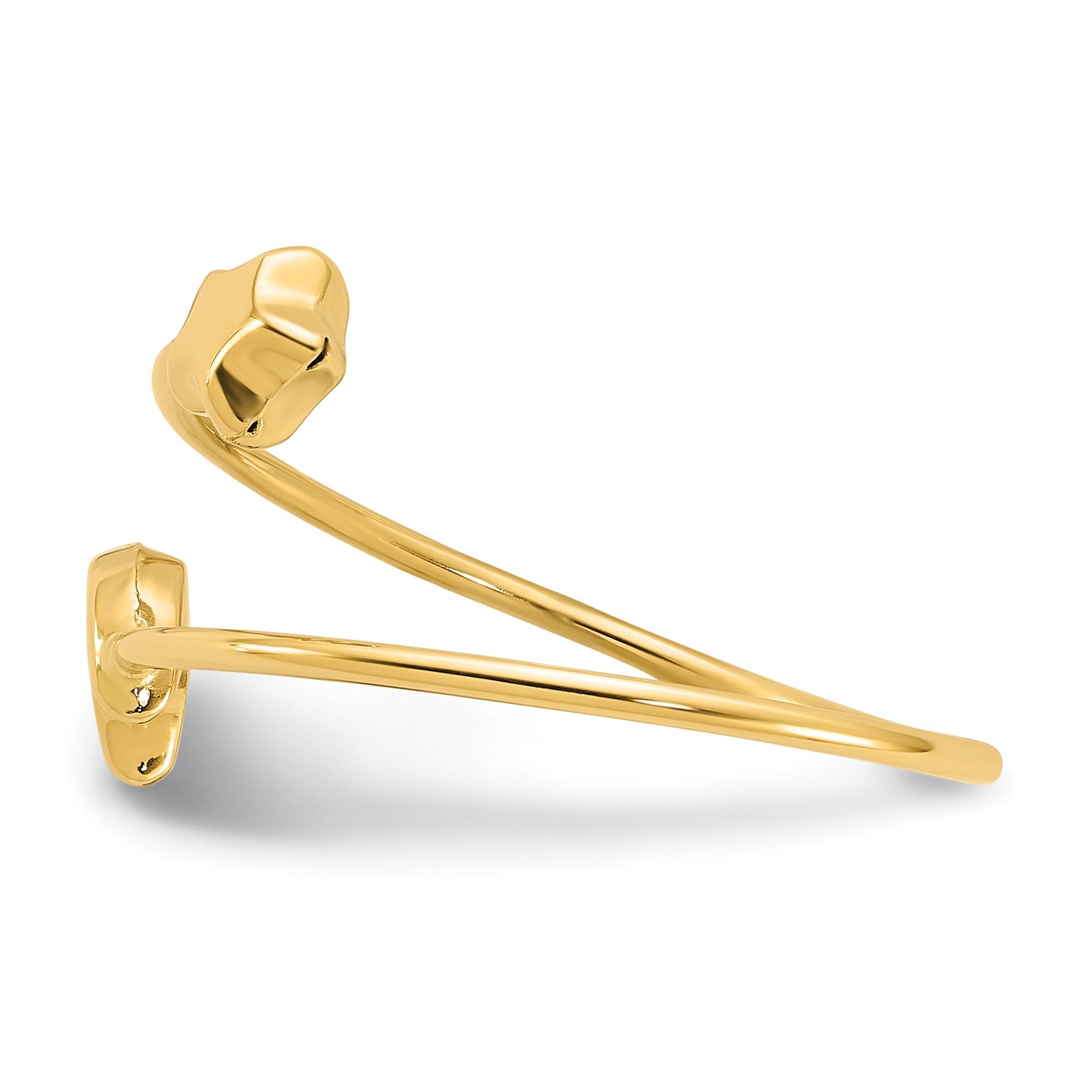 14K Polished Adjustable Moon and Star Bypass Ring