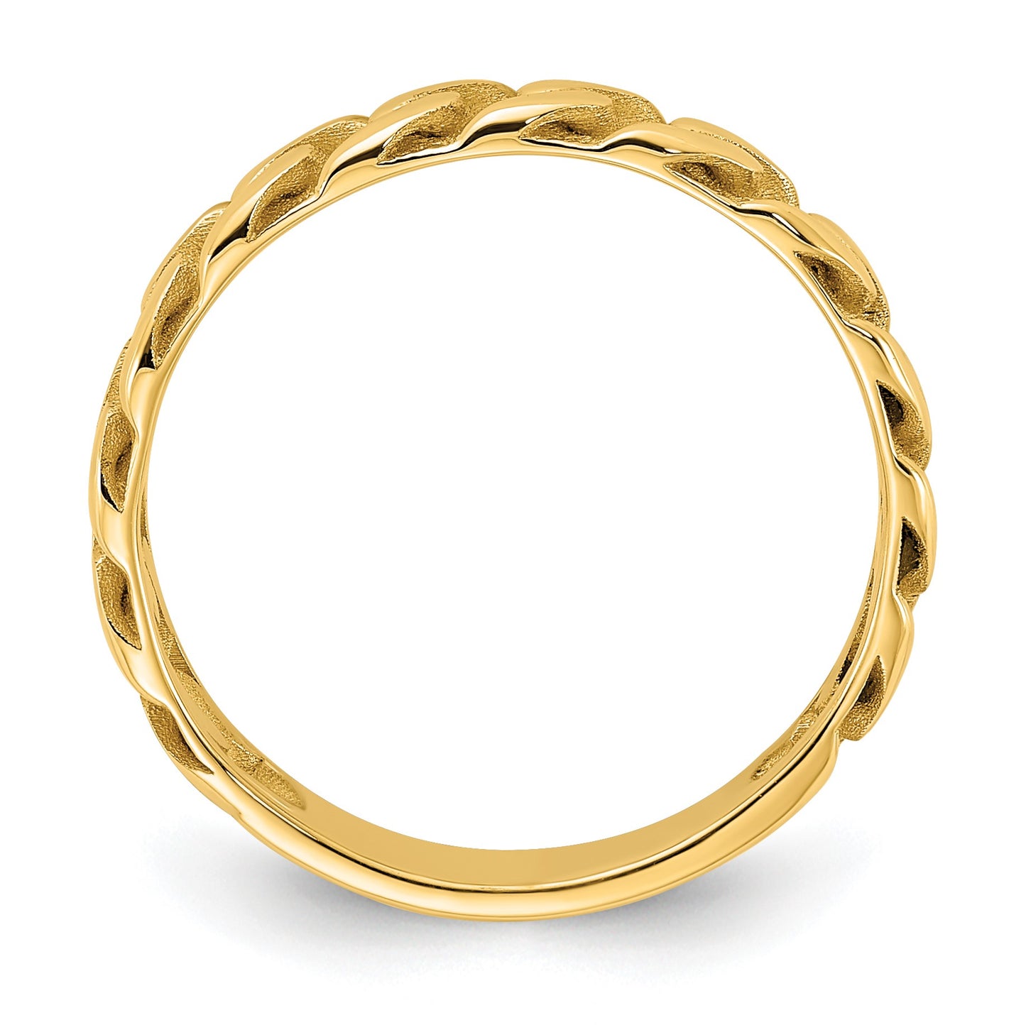 14k Polished 4mm Curb Link Ring Size 10