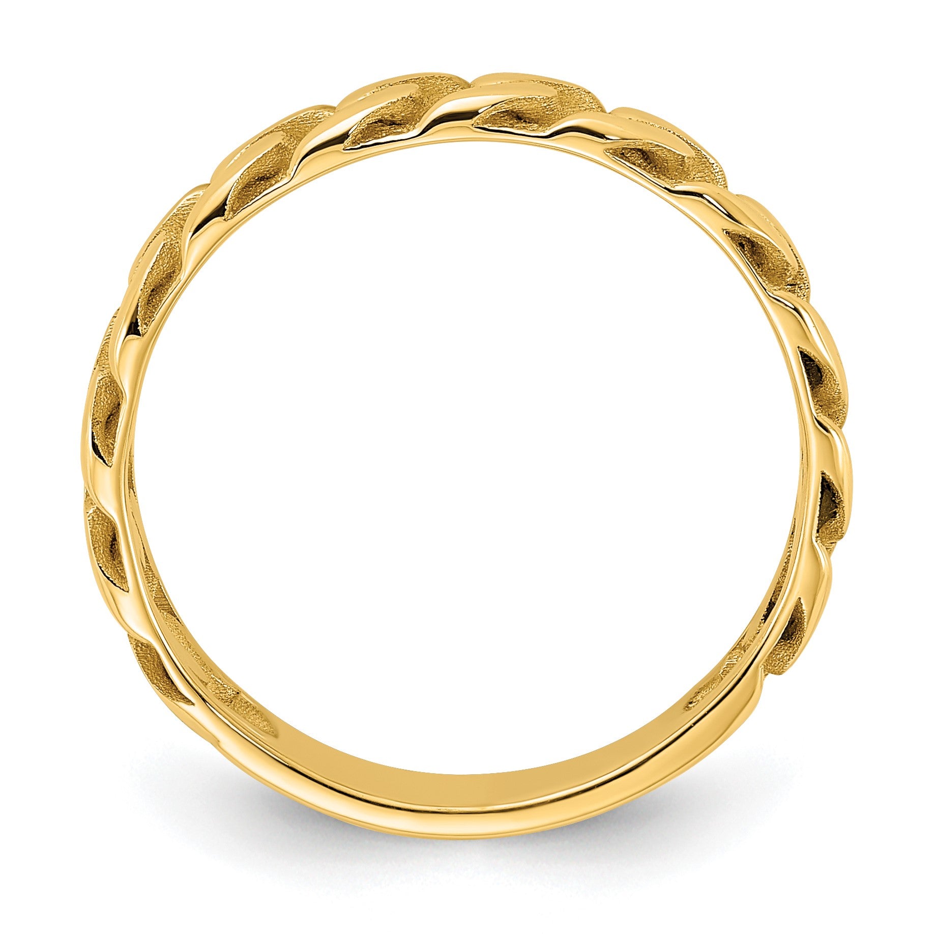 14k Polished 4mm Curb Link Ring Size 10