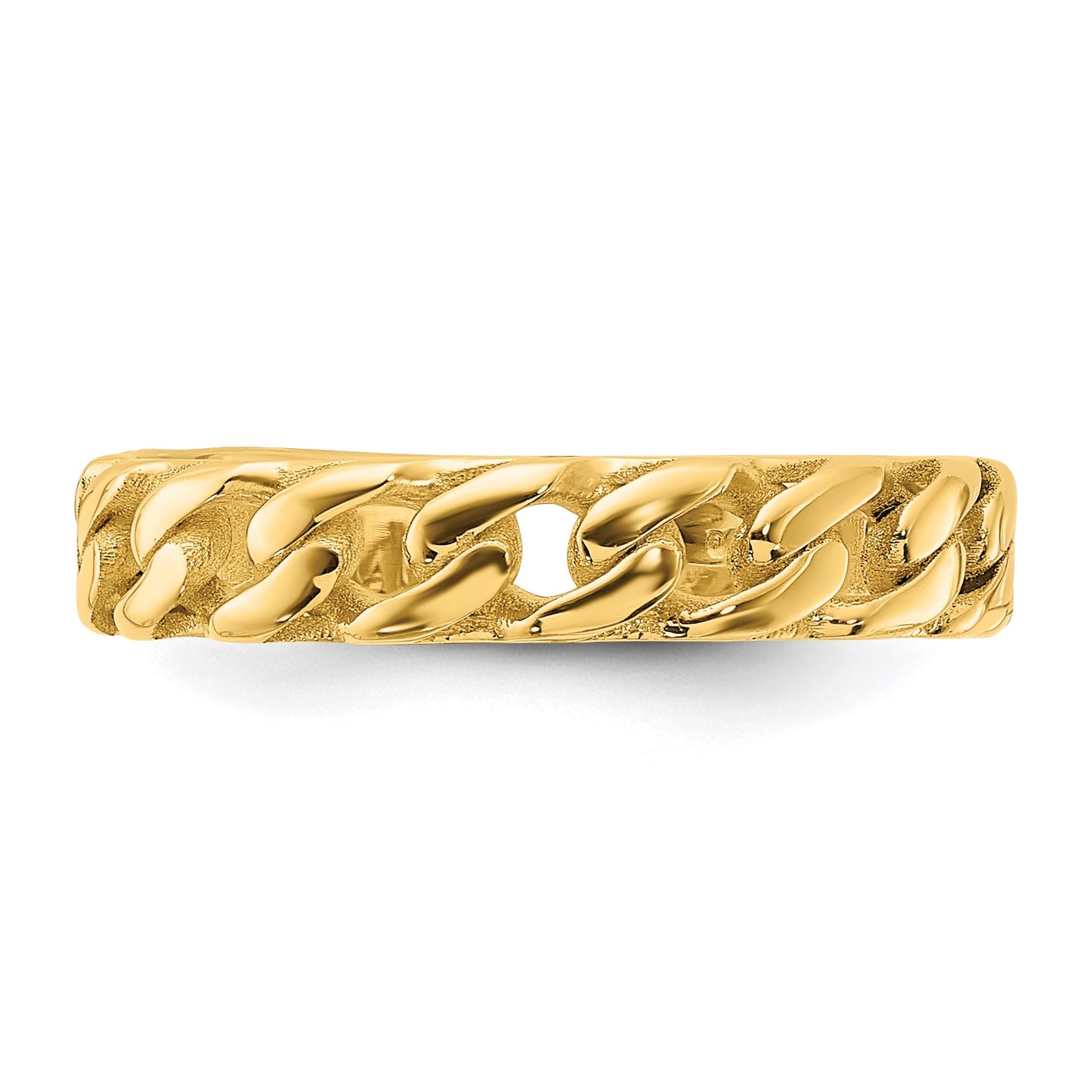 14k Polished 4mm Curb Link Ring Size 10