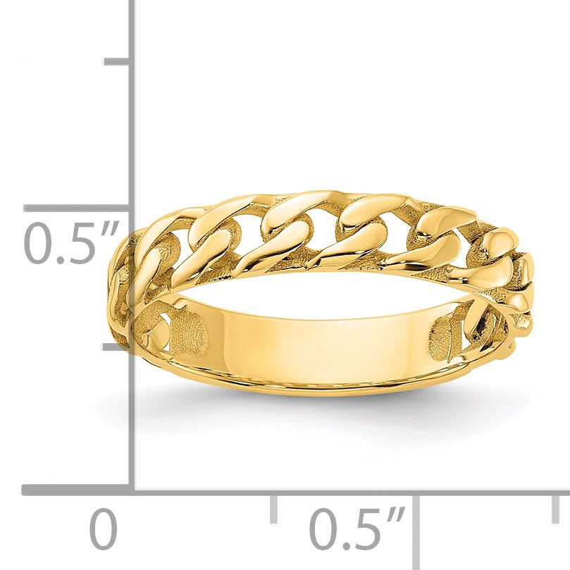 14k Polished 4mm Curb Link Ring Size 10