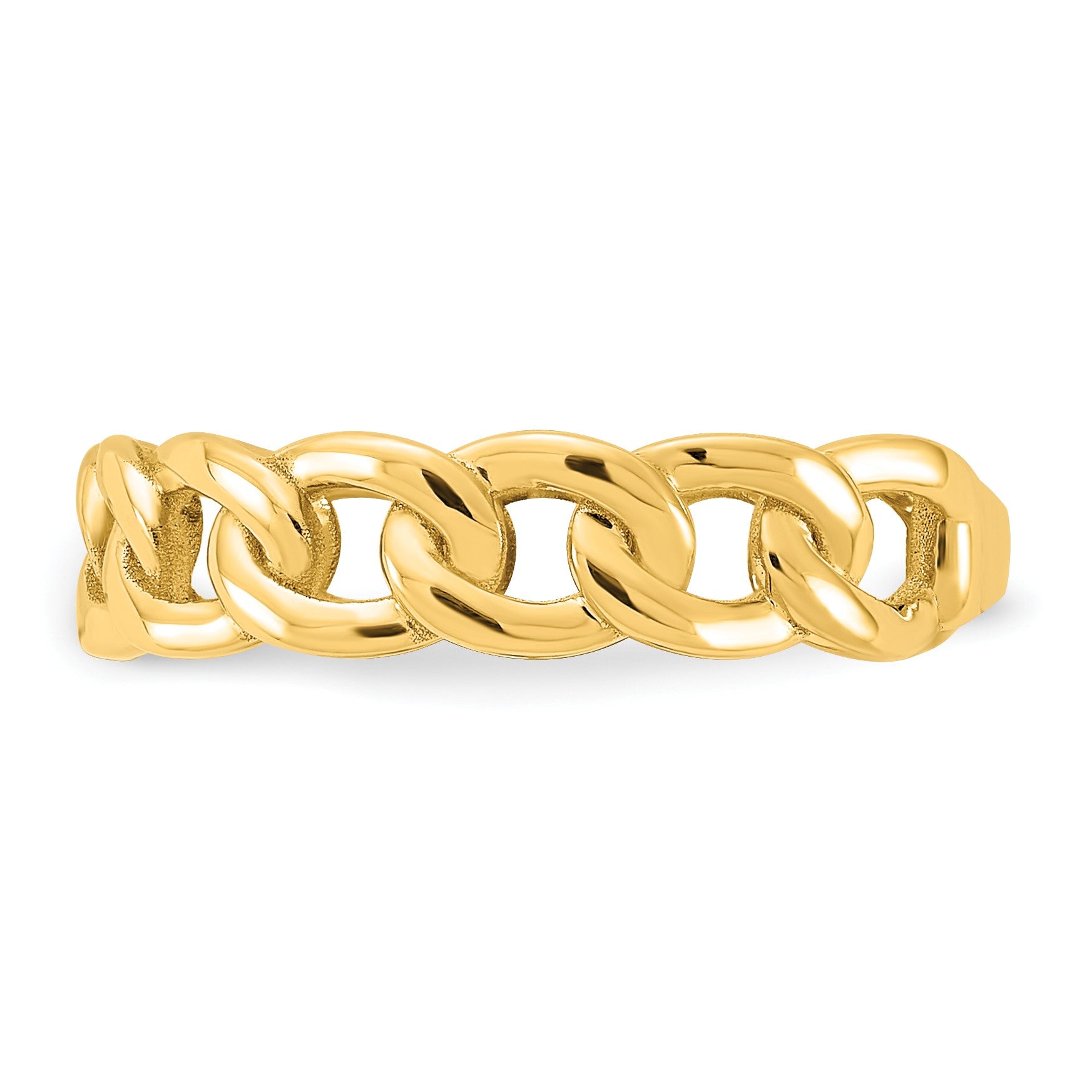 14k Polished 5mm Curb Link Ring Size 6