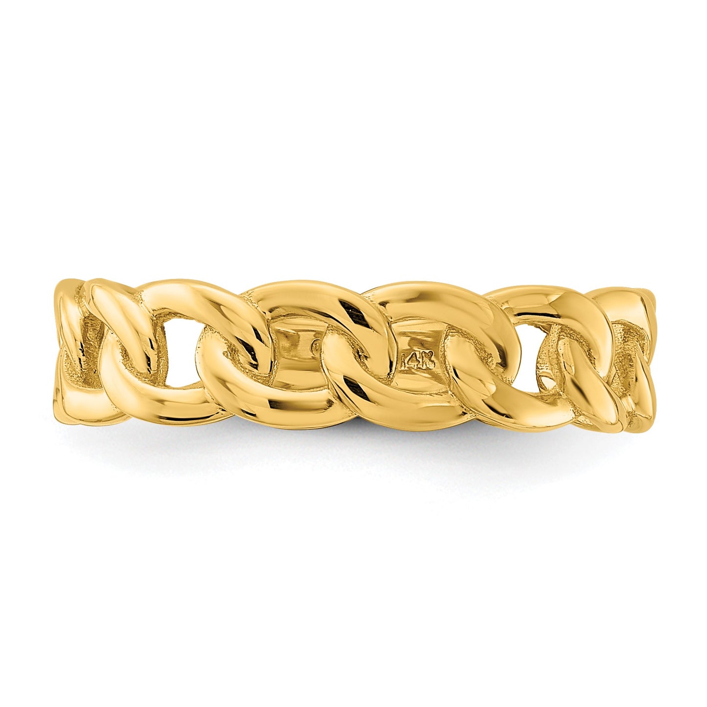 14k Polished 5mm Curb Link Ring Size 6