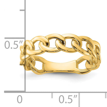 14k Polished 5mm Curb Link Ring Size 6