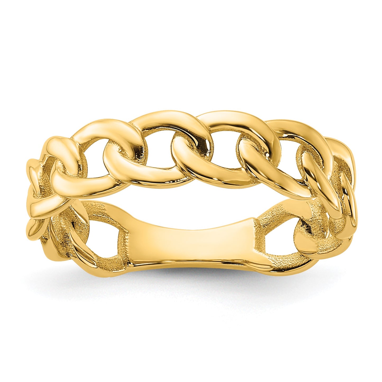 14k Polished 5mm Curb Link Ring Size 8
