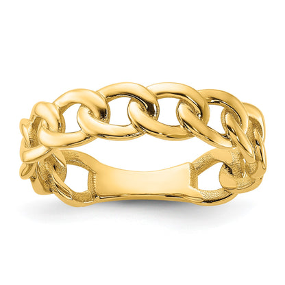 14k Polished 5mm Curb Link Ring Size 8