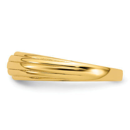 14k Polished Grooved Graduated Size 7 Ring