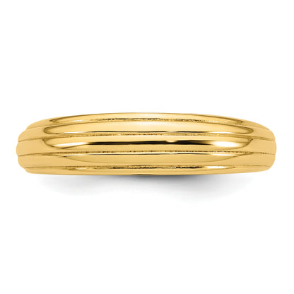 14k Polished Grooved Graduated Size 7 Ring