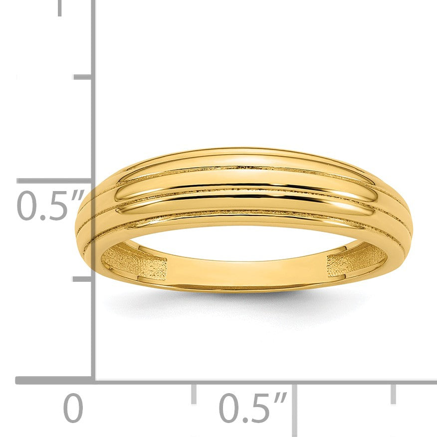 14k Polished Grooved Graduated Size 7 Ring