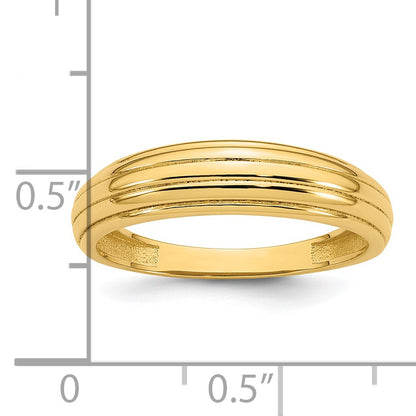 14k Polished Grooved Graduated Size 7 Ring