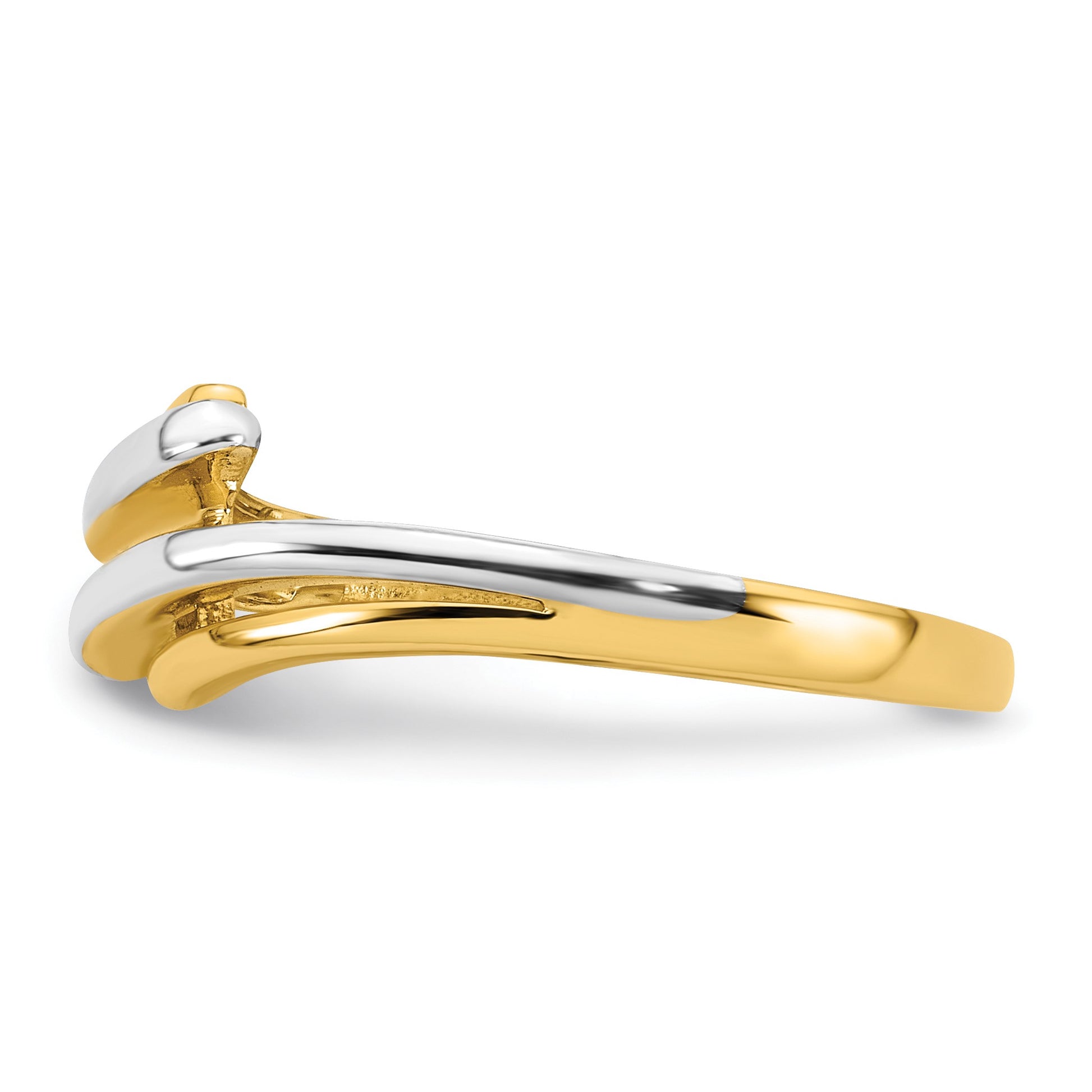 14k with White Rhodium Polished Size 7 Bypass Ring