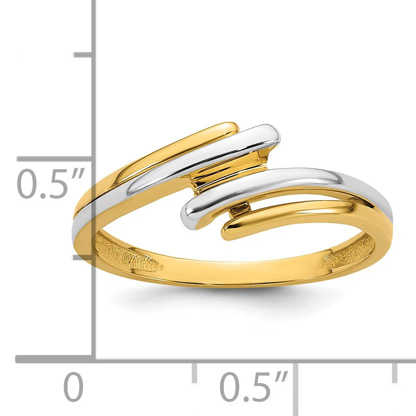14k with White Rhodium Polished Size 7 Bypass Ring