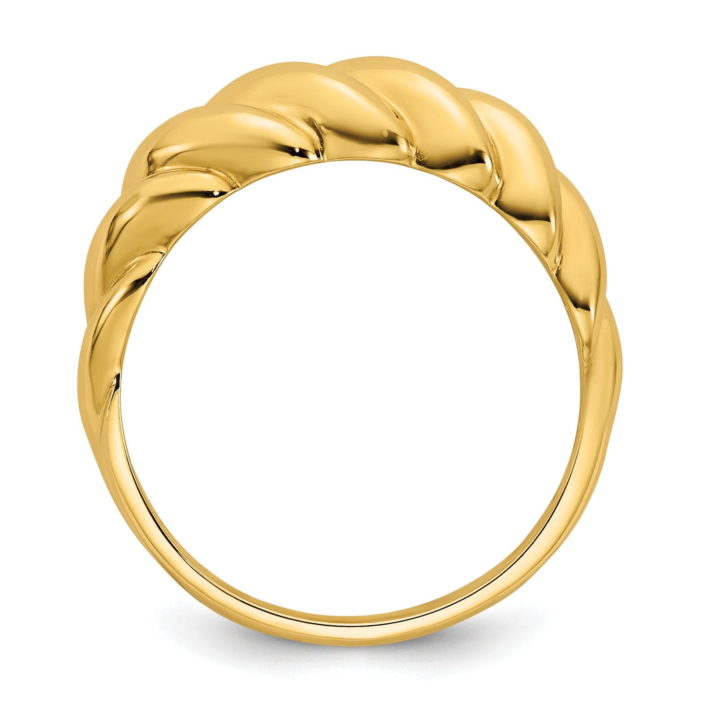 14K Polished Twisted Domed Size 7 Ring