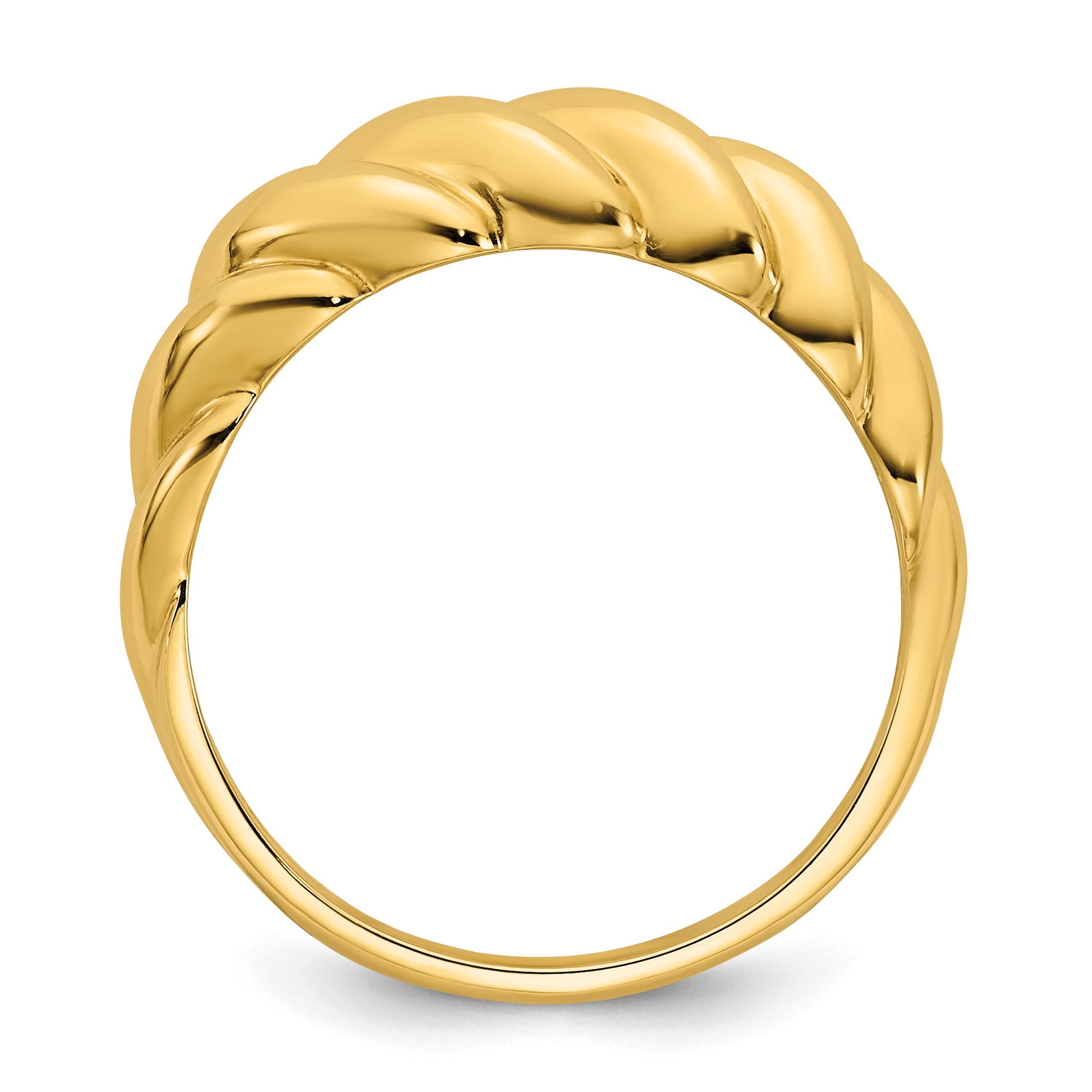 14K Polished Twisted Domed Size 7 Ring