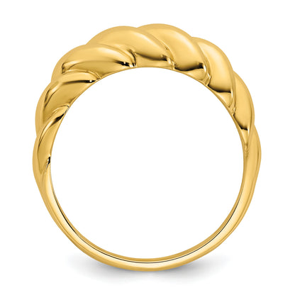 14K Polished Twisted Domed Size 7 Ring