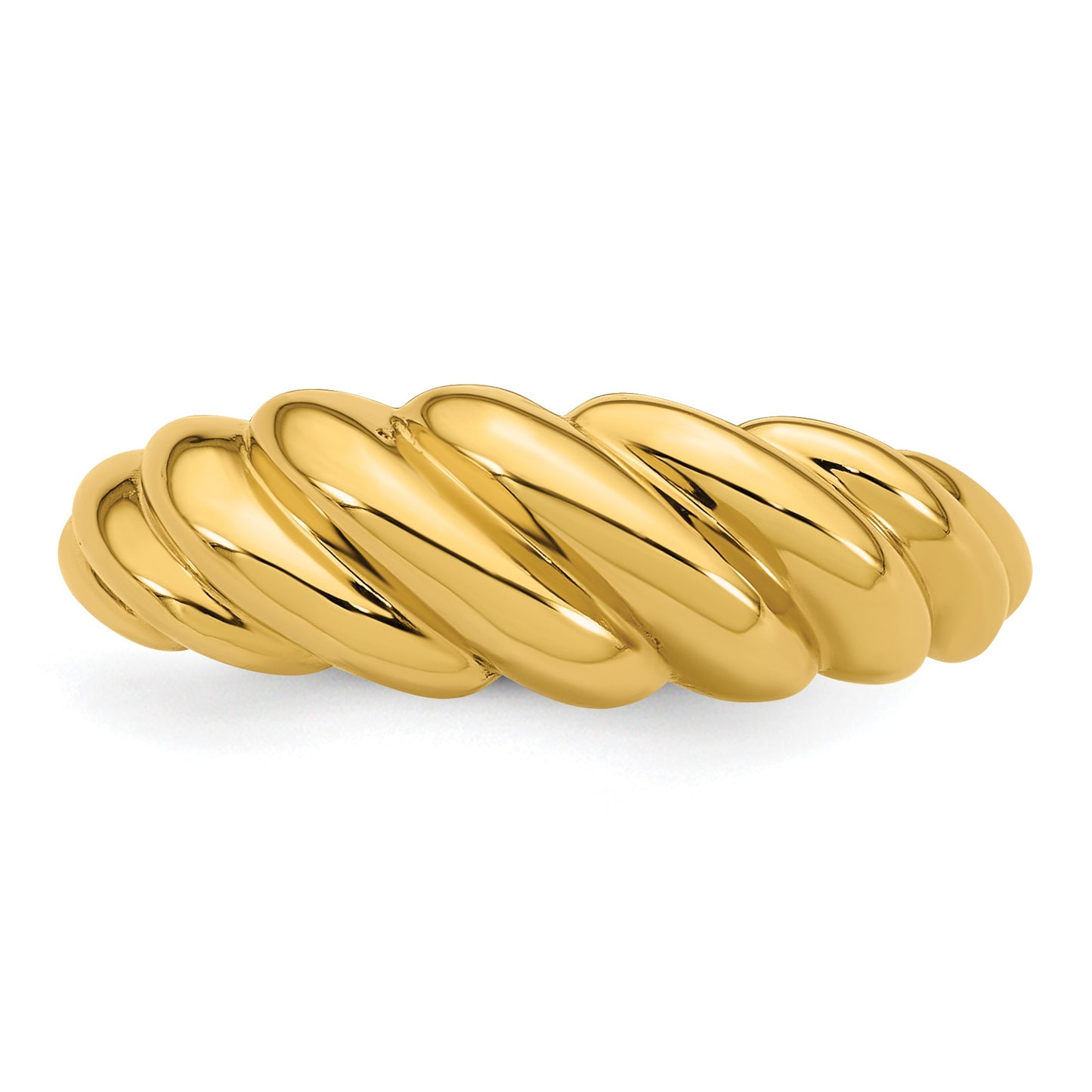 14K Polished Twisted Domed Size 7 Ring