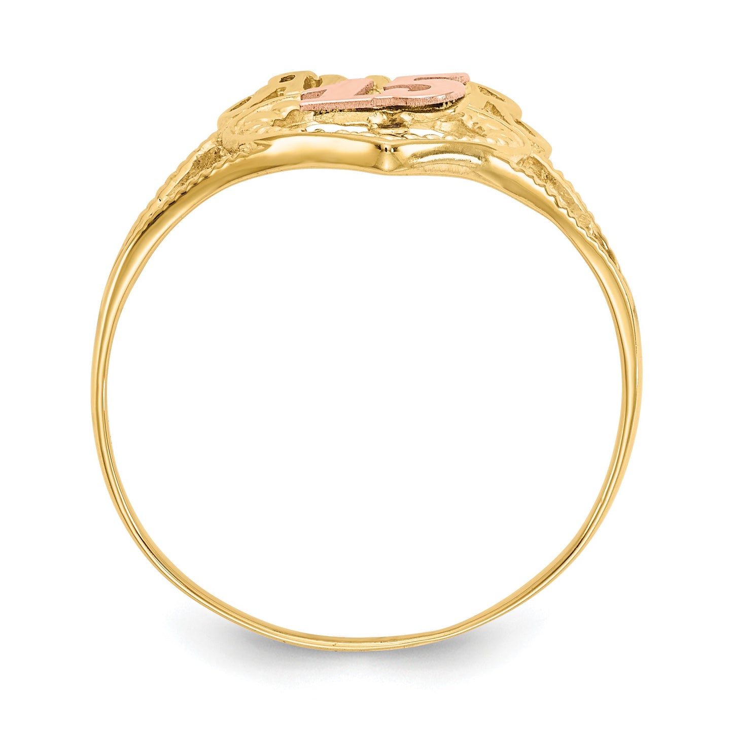 14k Two-Tone Quinceanera AMOR 15 Heart Ring