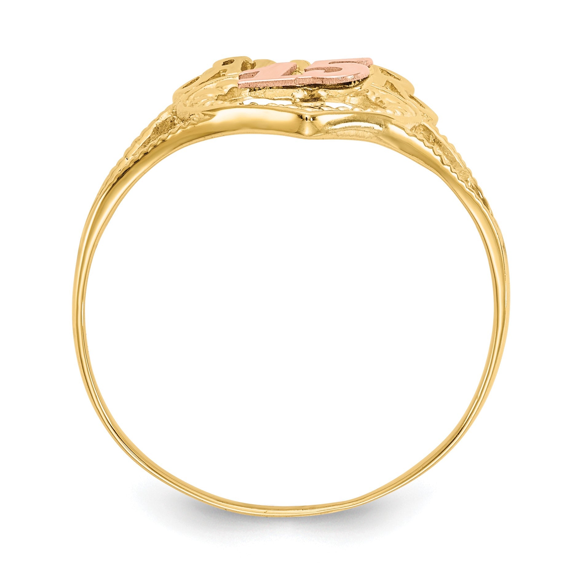 14k Two-Tone Quinceanera AMOR 15 Heart Ring