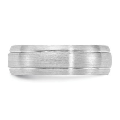 Cobalt Polished, Brushed & Grooved CZ 8mm Men's Band