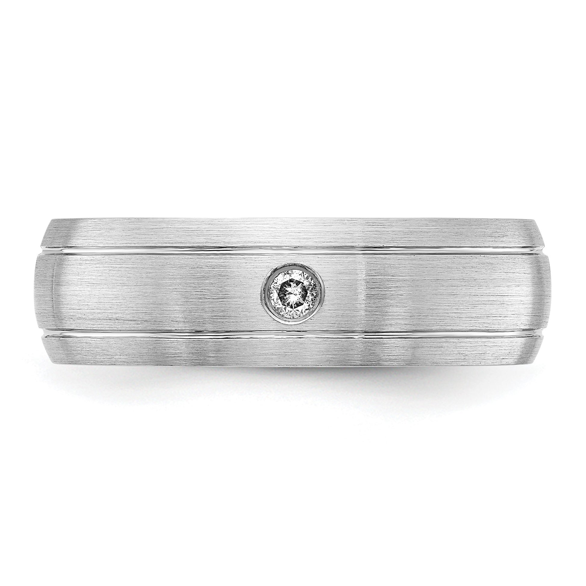 Cobalt Polished, Brushed & Grooved CZ 8mm Men's Band