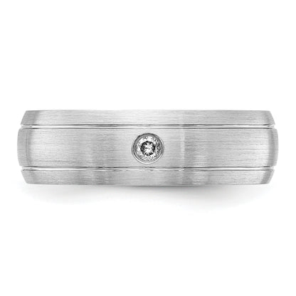 Cobalt Polished, Brushed & Grooved CZ 8mm Men's Band