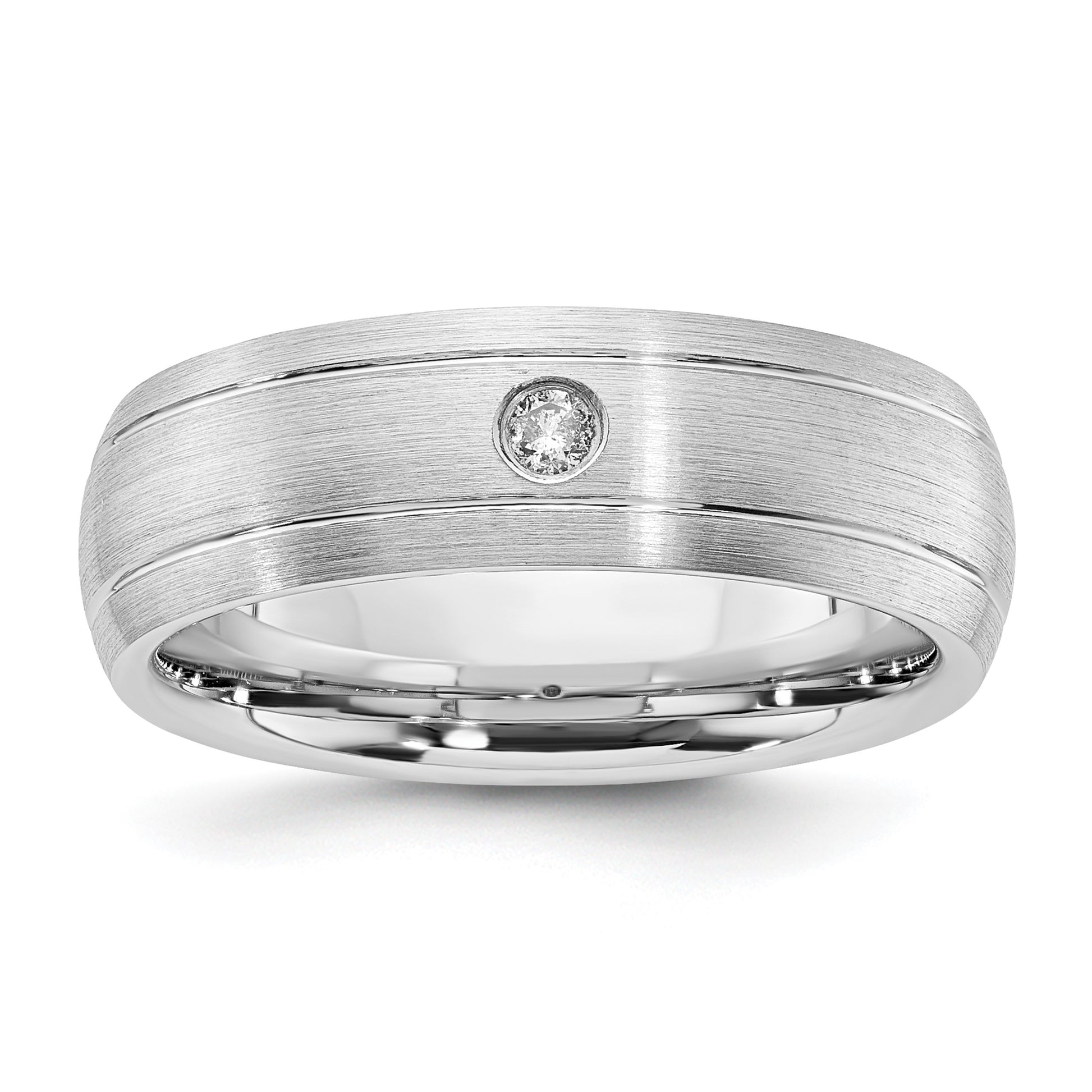 Cobalt Polished, Brushed & Grooved CZ 8mm Men's Band