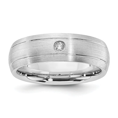 Cobalt Polished, Brushed & Grooved CZ 8mm Men's Band