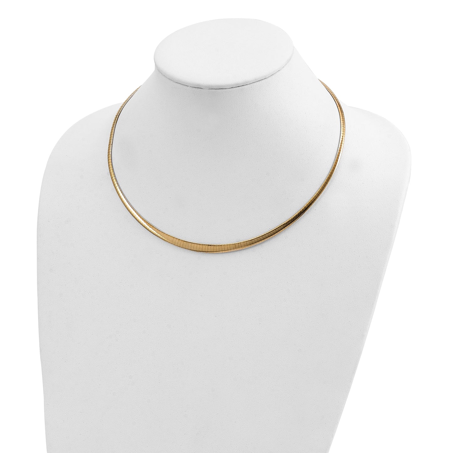 14k with White Rhodium 3.00-6.00mm Graduated Reversible 16 inch Omega Necklace