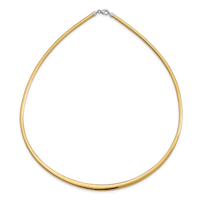 14k with White Rhodium 3.00-6.00mm Graduated Reversible 16 inch Omega Necklace