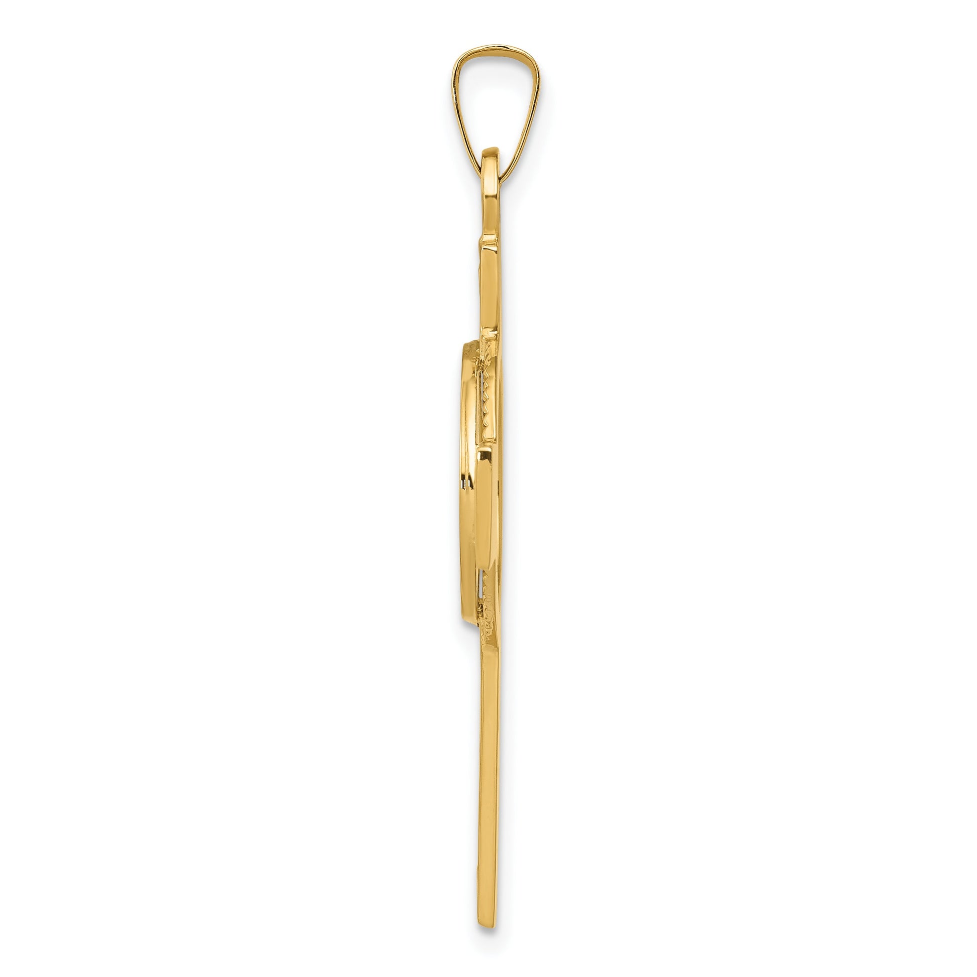 14k Polished Solid Cross with St Anthony Medal Pendant