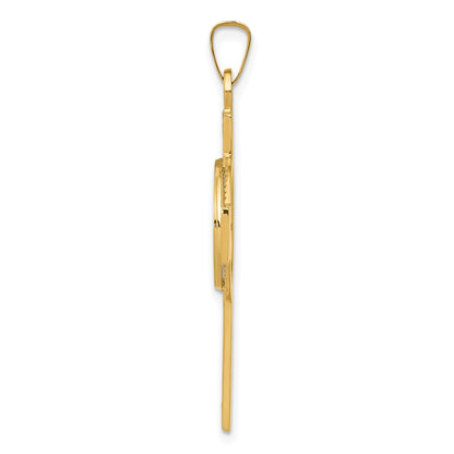 14k Polished Solid Cross with St Anthony Medal Pendant