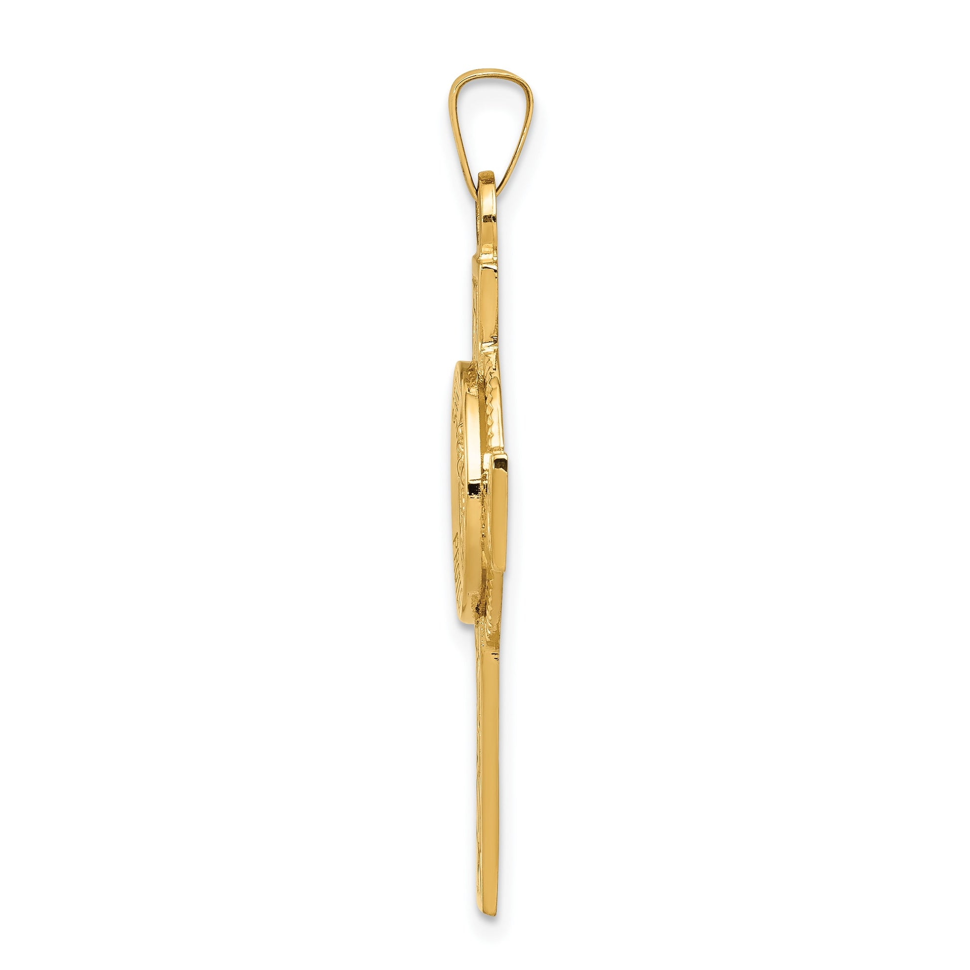 14k Polished Cross with St. Christopher Medal Pendant