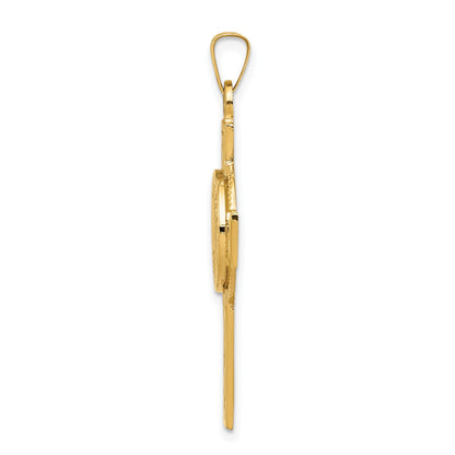 14k Polished Cross with St. Christopher Medal Pendant