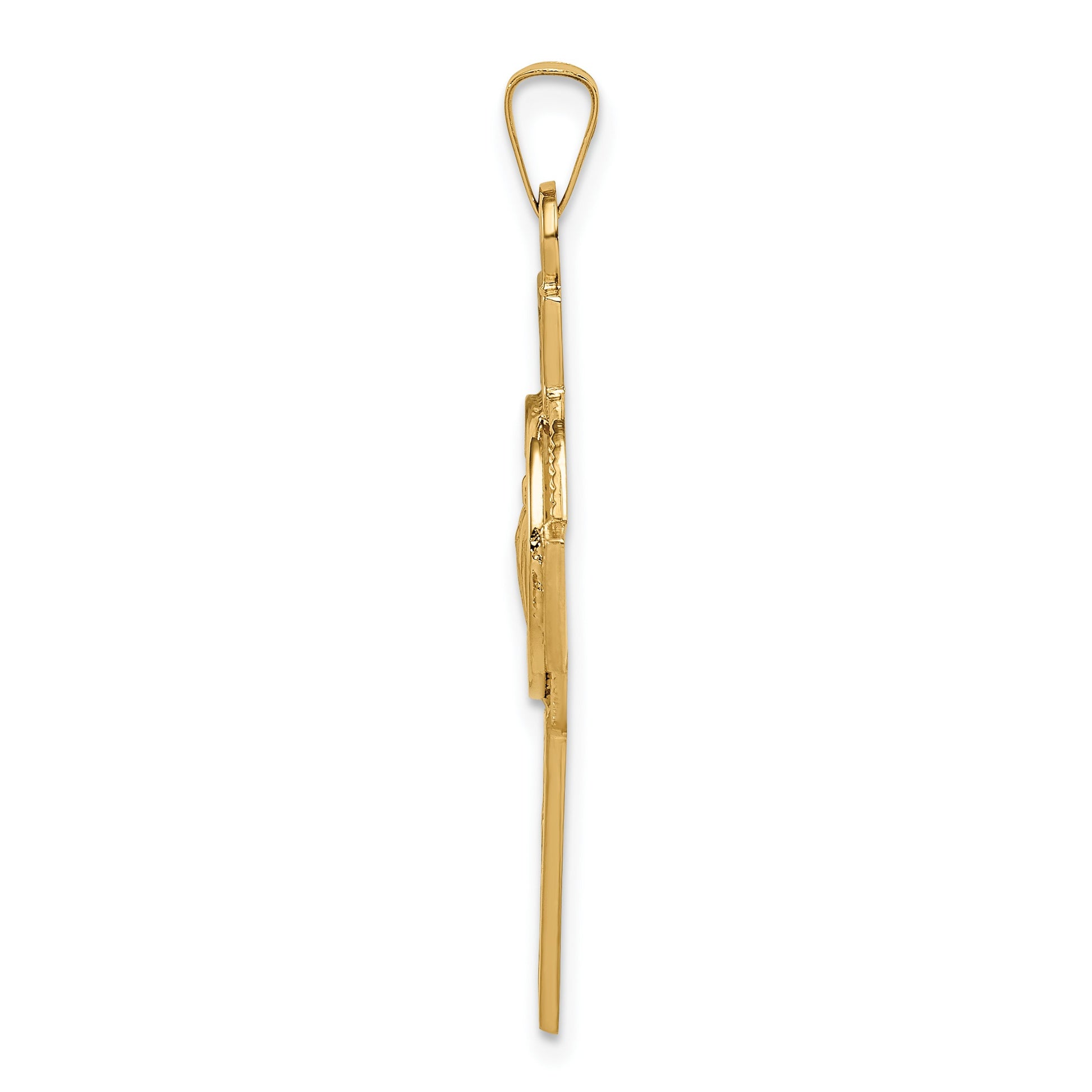 14k Polished Cross with St. Jude Thaddeus Medal Pendant